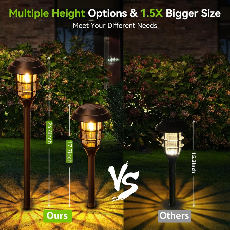 LETMY Solar Pathway Lights Outdoor, 8 Pack Bright Solar Lights