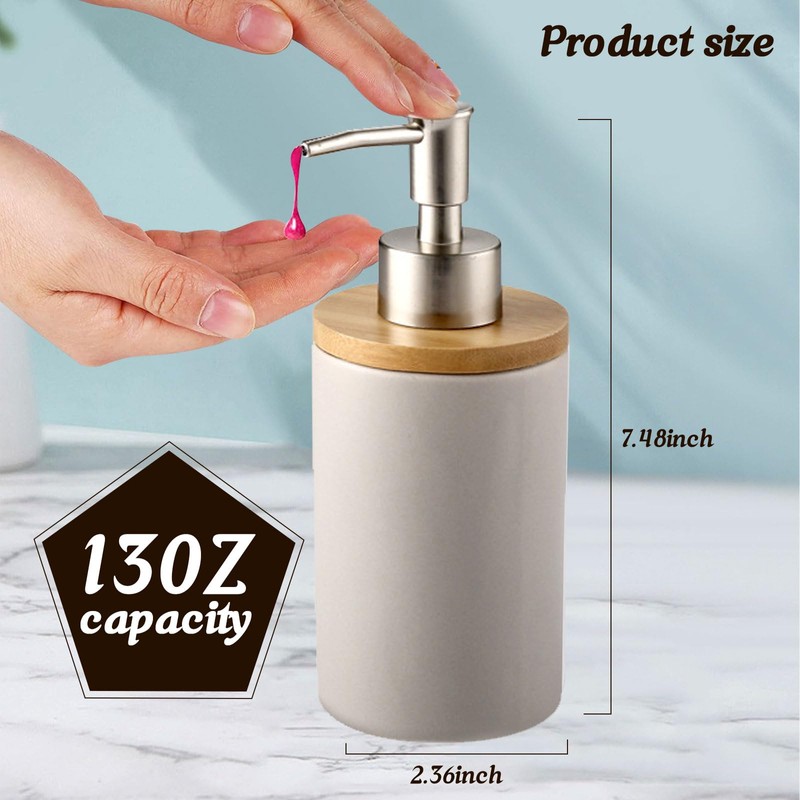 TOWEBOORY Ceramic Soap Dispenser, Pack of 2, 400ml/13oz Hand Soap
