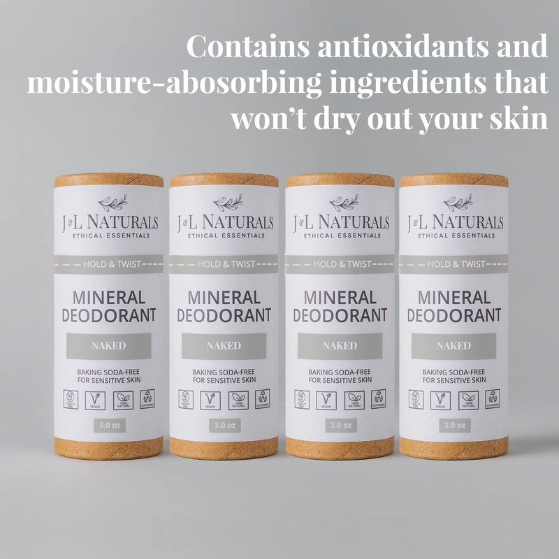 J&L Naturals Mineral Deodorant | Baking Soda-Free, 100% Natural, Sustainable