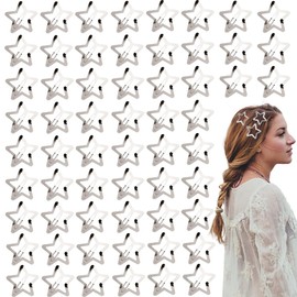 TRKETK 60 Pcs Hair Clips Metal Star Snap Hair Clips Silver Star Hair Clips Hollow Star Hair Clips Non-Slip Snap Hair Barrettes Accessories for Women Girls Lovely Star Headpieces Hair Accessories