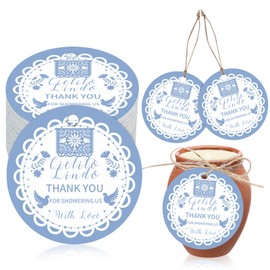 Maitys 60 Pcs Cielito Lindo Gift Tags for Baby Shower Dusty Blue Thank You Tags with String for Mexican Themed Party Cielito Lindo Baby Showers Birthdays Favors