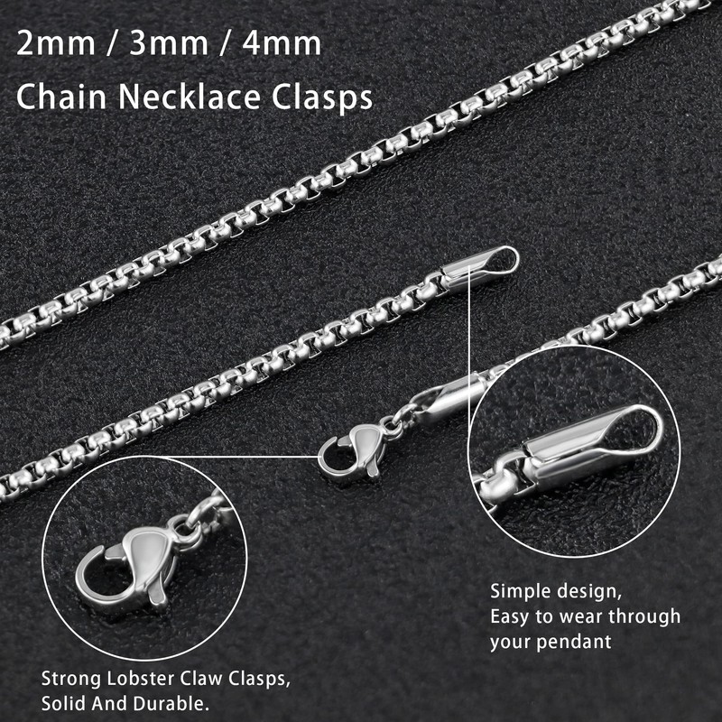 Monily 2-7 mm 16-36 In Square Rolo Stainless Steel Chain