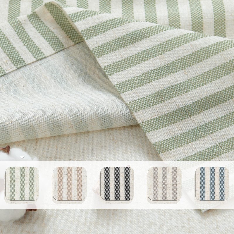 jinchan Linen Valance Curtain Striped Small Window Curtain Double Layer