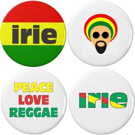 Set 4 Peace Love Reggae / Irie Themed 2.25â Large Magnets Rasta Ska Jamaican