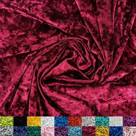 Ice Fabrics Stretch Crushed Velvet Fabric by The Yard - 60/62" Wide Soft Velvety Fabric for Sewing Apparel, Upholstery, Curtains & Decor - 250 GSM - 20% Vertical Stretch - Burgundy - Half Yard
