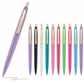 Easy-to-Write Popular BIC Black Oil-Based Ballpoint Pen, Click Gold, 0.7mm, Random Color Barrel Assortment, Set of 10