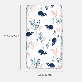 Pack of 2 Jersey Fitted Sheets for Cot, 100% Microfiber, Breathable, 120 x 60 cm, German Oeko-Tex 100 Seal of Approval, Cosy and Lightweight, Suitable for All Cot Mattress Shapes, Whales