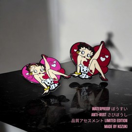 80s cartoon enamel pins Betty Pin Girl Power Pin Heart Shape Enamel Pin Saturday Morning Cartoons Lapel Pin Cute Enamel Lapel Pin Brooch Badge Decoration For Clothes And Bags Gift for Girls (Redheart)