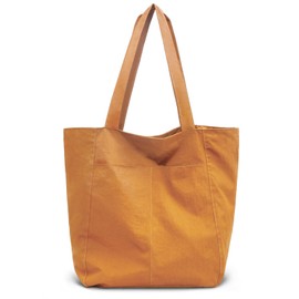 Lidxfeo Aesthetic Nylon Tote Bag, Shopper Shoulder Bag, Large Fabric Bag with Inner Pocket, Women's Jute Bag with Zip, for Travel, Work, Shopping, School and Everyday Use, brown