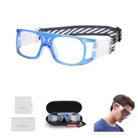 SooGree Gafas deportivas para hombres y mujeres, gafas de sol protectoras polarizadas deportivas para ciclismo (marco azul almohadilla blanca), absorción de golpes antivaho con correa ajustable