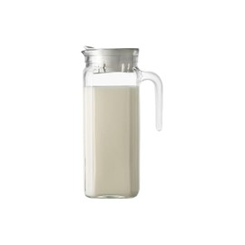 Borgonovo Jarra de Agua Igloo - Cristal, 1,2 L, Cuadrada, Resistente a Calor y Frío (Blanco) - Diámetro 9 cm, Altura 23 cm