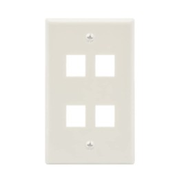 AEONS 4-Port Keystone Jack Wall Plate Smooth Face 10-Pack, Low Profile Ethernet Wall Plate Single Gang Wall Plates for Keystone Jack, White