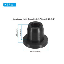 PATIKIL Silicone T-Hole Stoppers, 6 Pack Soft Flexible Silicone Hole Plug End Cover Caps Waterproof Bottle Seal Plug for 6.8-7.5mmHole, Black