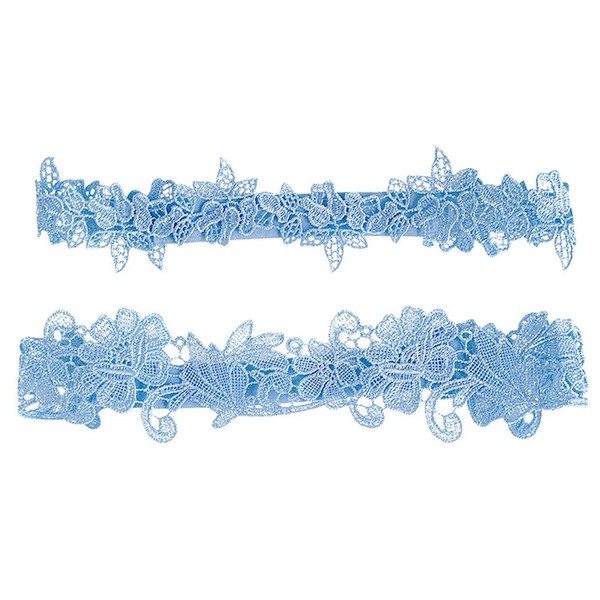 ericotry 2 Blue Lace Garters for Wedding Bridal Decoration Underwear Accessories Blue M, blue