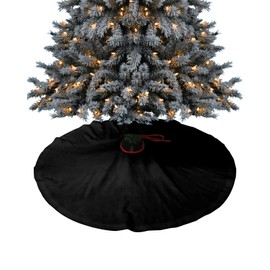 48 Inches Christmas Tree Skirt, Solid Color Black Tree Skirt for Xmas Holiday Merry Christmas Party Decorations Modern Minimalism Art Xmas Tree Mat Ornaments