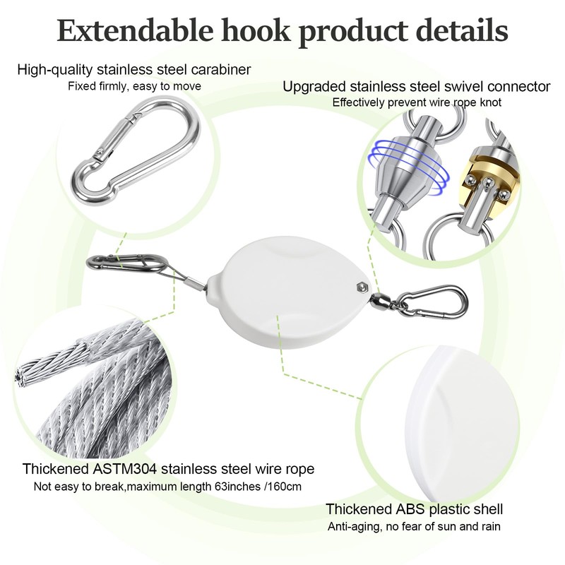ZUZUAN 3 Pcs Upgraded Heavy Duty Retractable Plant Hanger,Plant Pulleys
