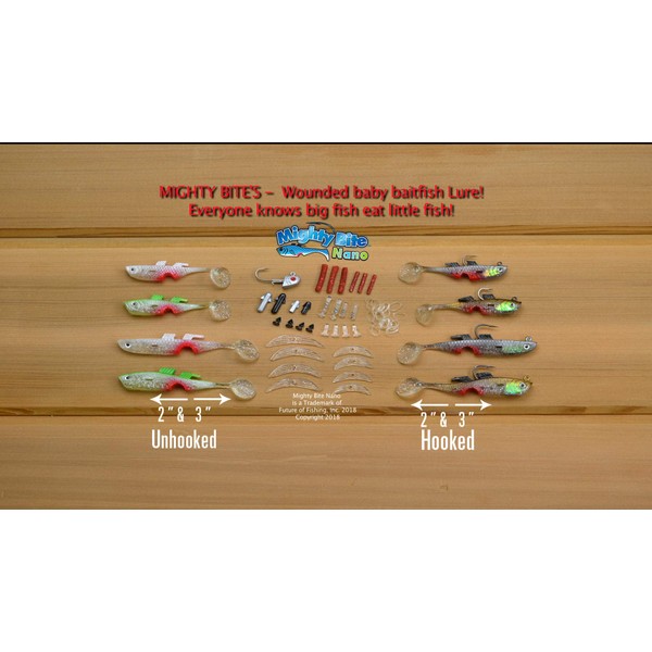 Mighty Bite Nano Kit - Worlds First Baby Baitfish Lure, Great Casting or Trolling for Trout, Panfish, Crappie, Bass