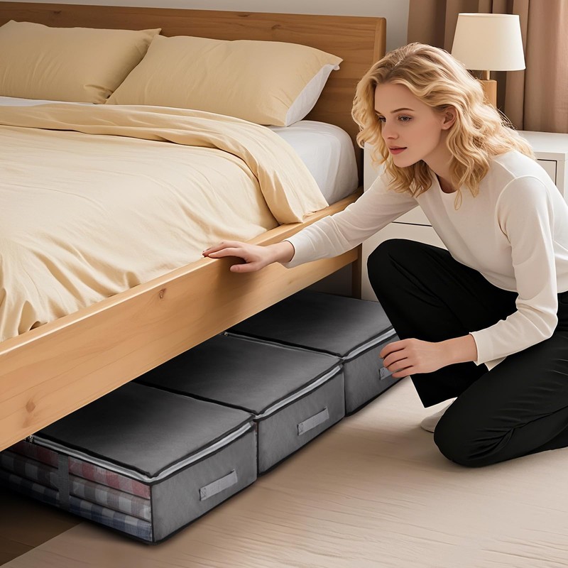 JF HOME BLISS 4 Pack Foldable Under-Bed Storage Boxes with
