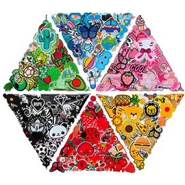 CXWLJL 60PCS Random Assorted Styles Embroidered Patches, Bright Colors, Sew/Iron on Applique Patches for Dresses, Backpacks, Hats, Jeans