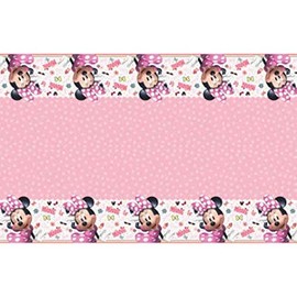 Pink Minnie Mouse Rectangular Plastic Tablecover - 1 Pc