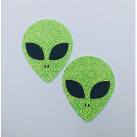 Future Wear Pair Of Alien Nipple Pasties Raunchy Sexy Cover Breast Green ET Head (2 Count)