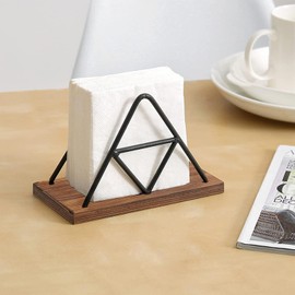 Napkin Holder, 1 Piece, Metal Napkin Holder, Wooden Napkin Holder, Rustproof Napkin Holder, Triangular Napkin Holder, Kitchen, Dining Table