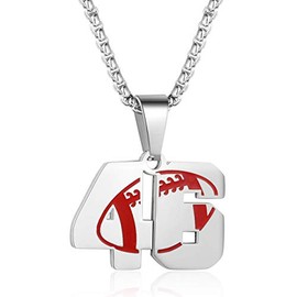 Rehoboth American Football Rugby Athletes Jersey Number 46 Stainless Steel Pendant Necklace for Women Men 24 Inch Chain