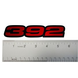 VMS Racing 392 RED on BLACK Highly Polished Aluminum EMBLEMS Compatible with Jeep Chrysler Dodge (Pack of 2)