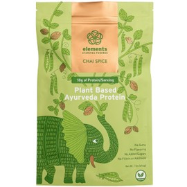 Elements Plant Based Vegan Protein Powder - Meal Replacement Shake Made from Pure Organic Yellow Peas with Chai Spice - Keto, Dairy Free, Soy Free, Paleo, and Non-GMO - 1lb Pack - 14 Servings