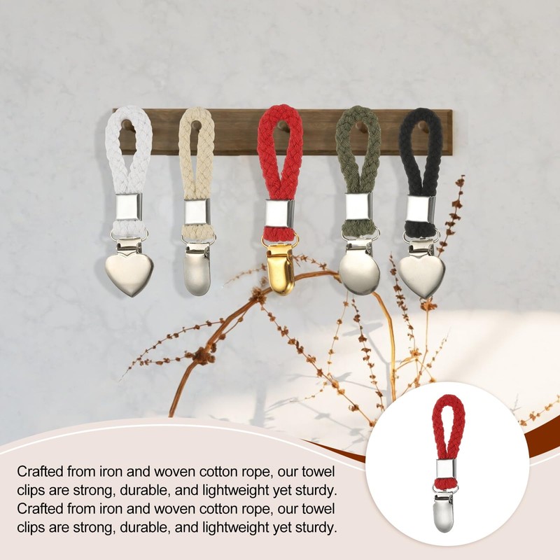 PATIKIL 5 Pcs Hanging Tea Towel Clips, 0.9" Wide Blade
