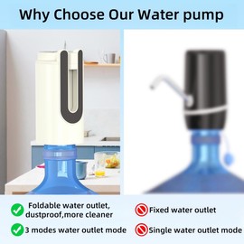 3 Mode Water Dispenser for 5 Gallon Bottles, 5 Gal Water Jug Drinking Water Pump, USB Charging 5 Gallon Electric Water Dispenser, Easy to Use for Home,Kitchen, Living Room, Office, Travel, Camping