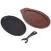 Winco Fajita Platter w/Gripper, 3-pc Set, Cast Iron