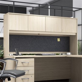 Bush Business Furniture 69W x 16H Acoustic Tackboard in Cool Charcoal, Polyester Fabric Bulletin Board for 72-inch Hutch