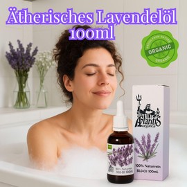 Lavendelöl – [100 % natürlich] Bio-zertifiziertes ätherisches Öl, ätherische Öle – für Diffusor, Küche, Aromatherapie mit Lavendelöl – Lavandin Grosso @ Atlantis Organica
