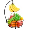 Livabber Countertop Fruit Basket Bowl with Banana Hanger, Modern Standing