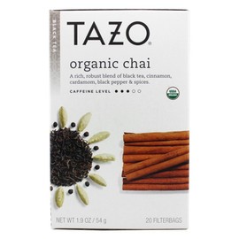 Tazo Organic Chai, Spiced Black Tea, 20-Count Tea Bags (Pack of 6)