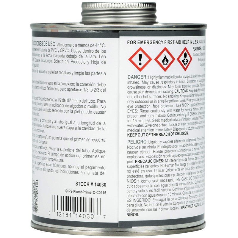 Weld-On 14030 Plumbing PVC/CPVC Primer - Fast Acting and Low
