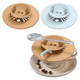 Neepanda 2 Pack Silicone Lids Cup Covers, 4.3 Inch Drink Covers Mug CoverS Tea Cup Lids, Dustproof & Hold Straw and Spoon-Light Color