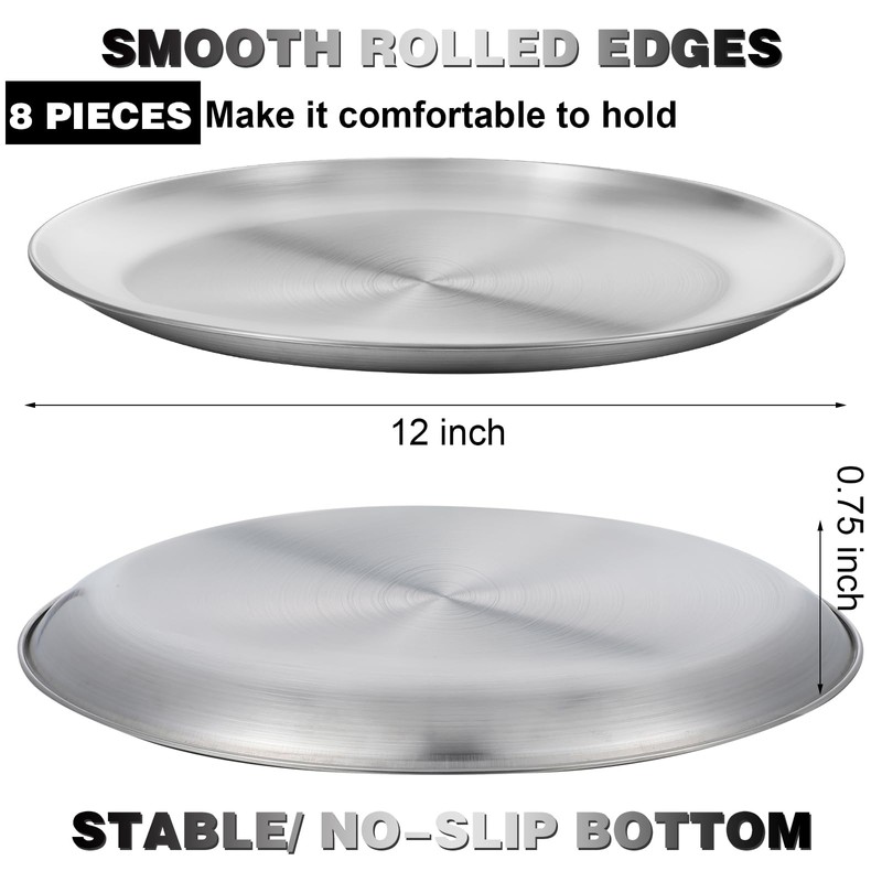 wutfuooo 8 Pieces 12 Inch Pizza Pans Bulk Stainless Steel