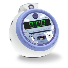 Metronic Iceberg 477344 Clock Radio FM USB Projection Dual Alarm Purple
