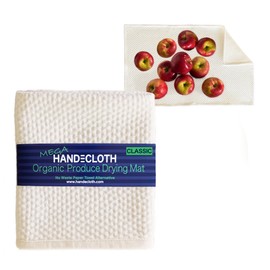 TUTENAGO Organic Cotton Produce Drying Mat - Made in USA - Ultra Absorbent Reversible Pad Perfect for Drying Fruits & Vegetables - Zero Waste Microfiber Alternative