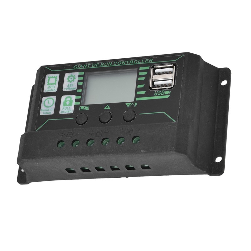 Solar Charge Discharge Controller Adjustable LCD Display PWM Dual USB