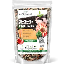 GARDENWISE 16-16-16 All Purpose Professional Fertilizer - Lawn, Flower, Tree, Shrub & Vegetable Garden Fertilizer (1 Quart)
