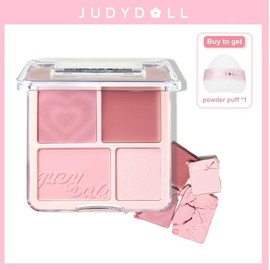 Judydoll 2 in 1 Blush Highlight Palette, Powder& Cream, Sweet, Natural, Brightening SkinTone, Highlight, Smooth, Soft Color, Light Pink Blush For Girls, Cute and Lightweight, Long-lasting, Holiday Gift, Springtok - Colour: #01 Milk Apricot Melon