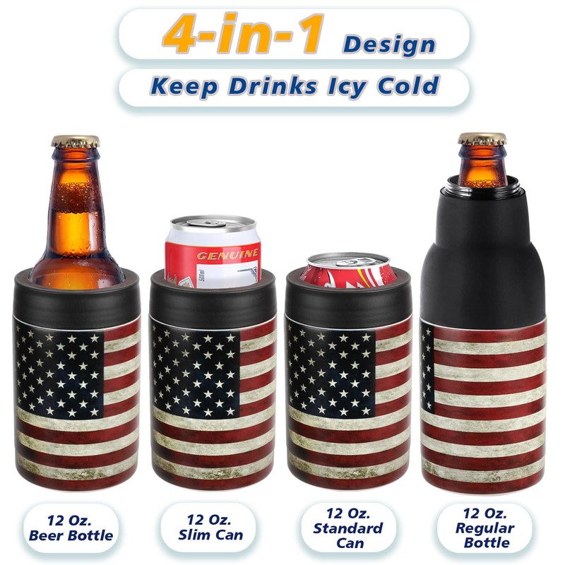 Stepstall 4-in-1 Can Cooler & Bottle Holder with Opener, Double
