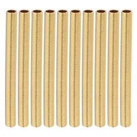 PATIKIL M10 Fine Thread Brass Lamp Pipe Nipple, 10 Pcs 100mm/ 3.9" Length Hollow Tube Adapter Coupler Connector Pipe Fitting Hardware DIY Repair Part for Lamp Lights
