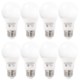 GLOWNOVA 8-Pack Daylight White LED Bulbs - Illuminate Your Bedroom & Living Area, 60W Equivalent, 5000K, 9W, 15000-Hour Lifespan, E26 Socket
