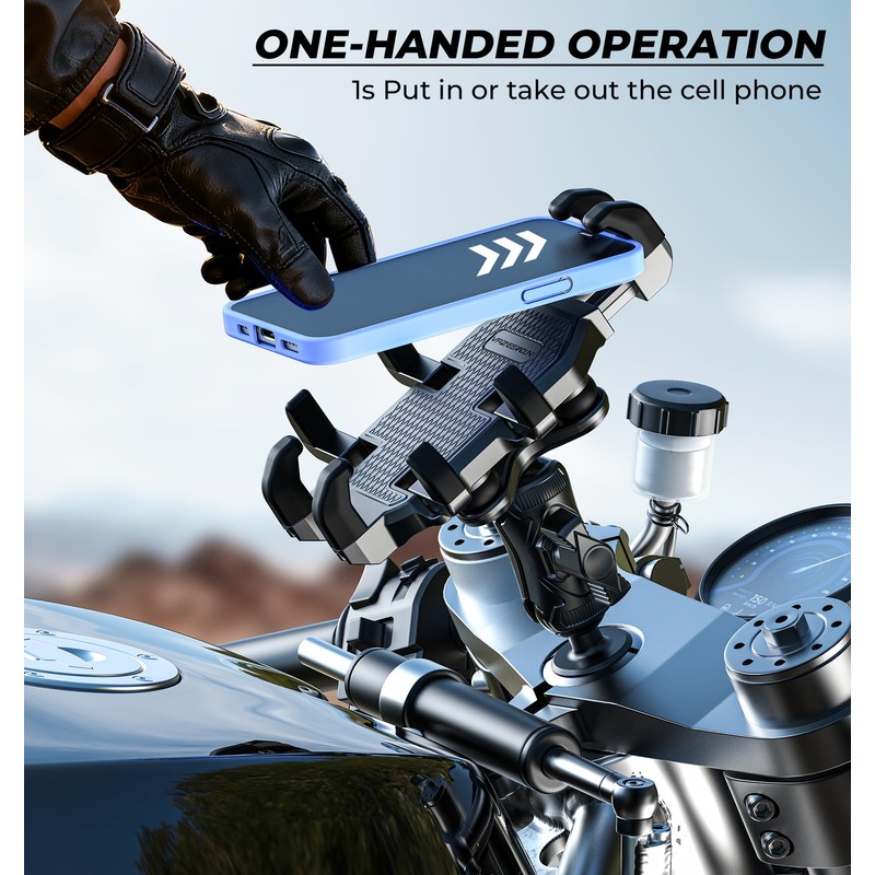 VAZESWIN Motorcycle Fork Stem Phone Mount [Vibration Dampener] Anti-Shake Motorcycle