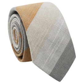 Luckyvestir Ties for Men, Cotton Mens Skinny Linen Tie, Striped Polka Dot Neckties for Men Business Casual Wedding (Striped: Brown,khaki,cream)