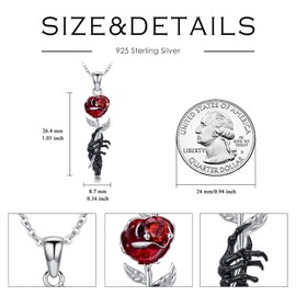 YONFQE Skeleton Necklace Sterling Silver Skeleton Pendant Skull Jewellery Birthday Gifts for Women
